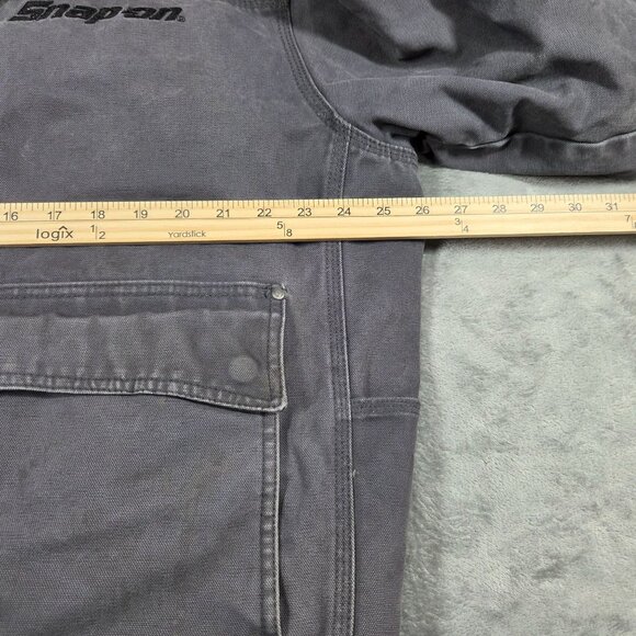 Snap On Tools Jacket Mens XL Gray Distressed Quilt Lined Hooded Canvas Coat - Picture 16 of 16